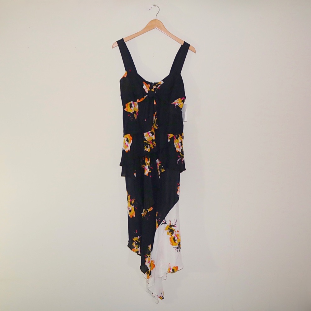 A.L.C. Natalia Tiered Floral Two-Tone Ruffled Silk Dress - Picture 4 of 16